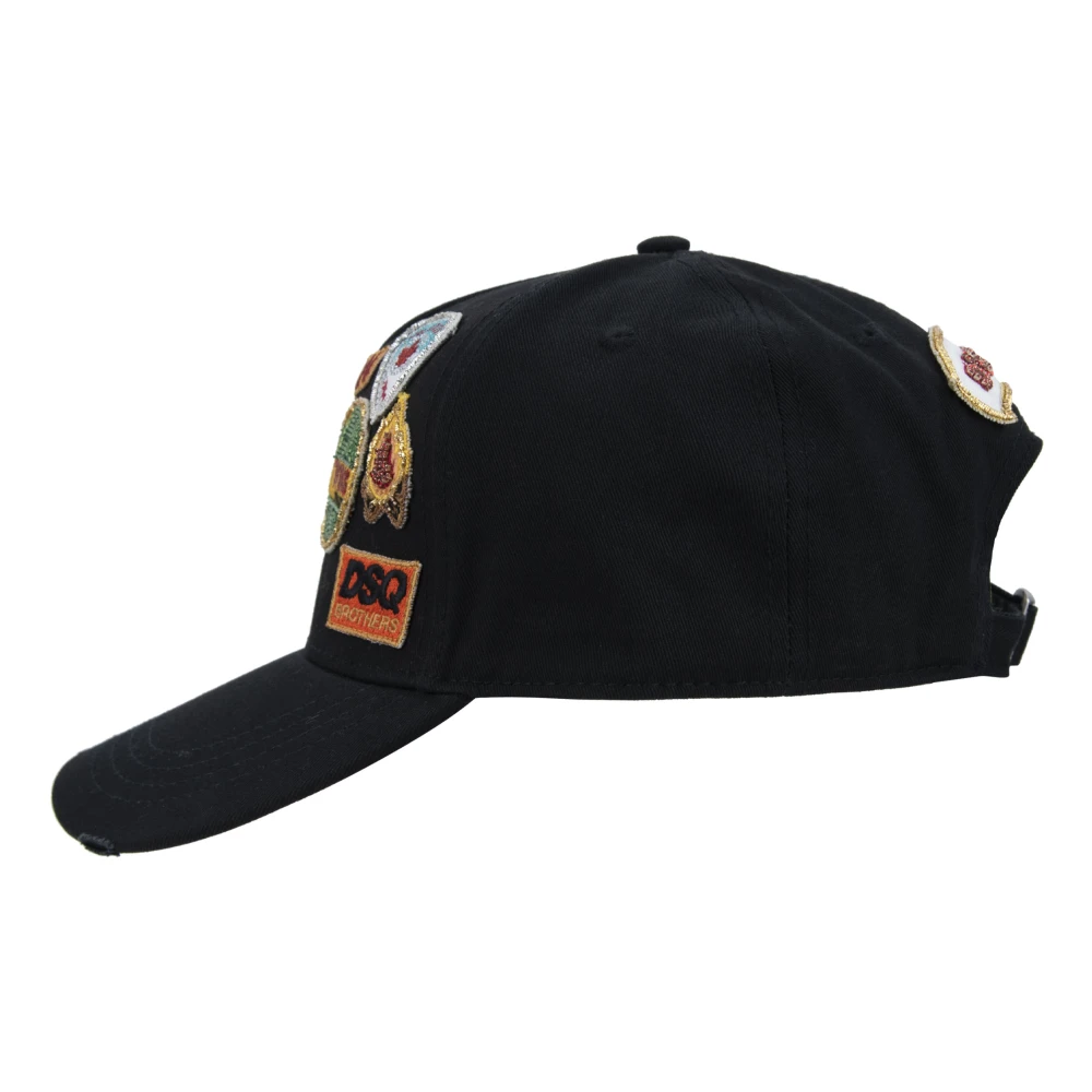 Dsquared2 Vintage Baseballpet met Patchdetails Black Unisex