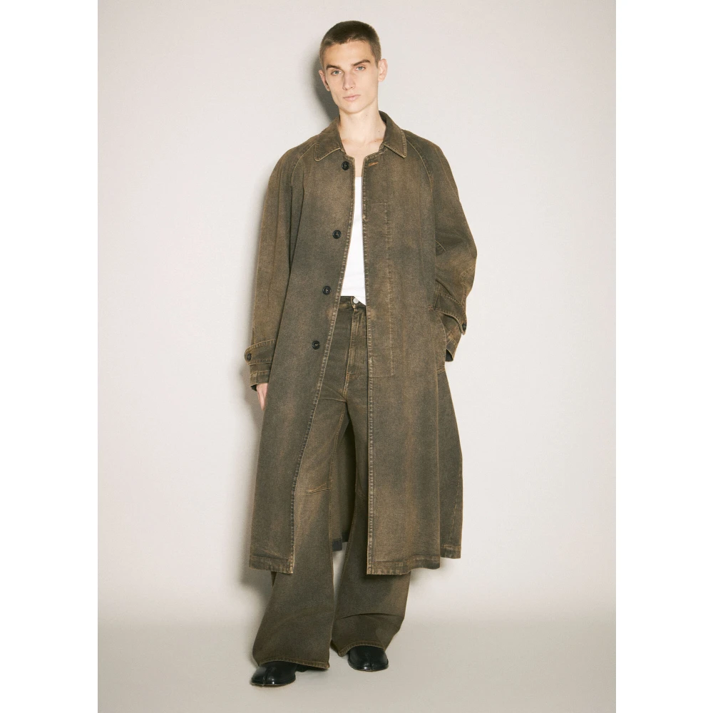 MM6 Maison Margiela Kleur Behandelde Denim Trenchcoat Multicolor Heren