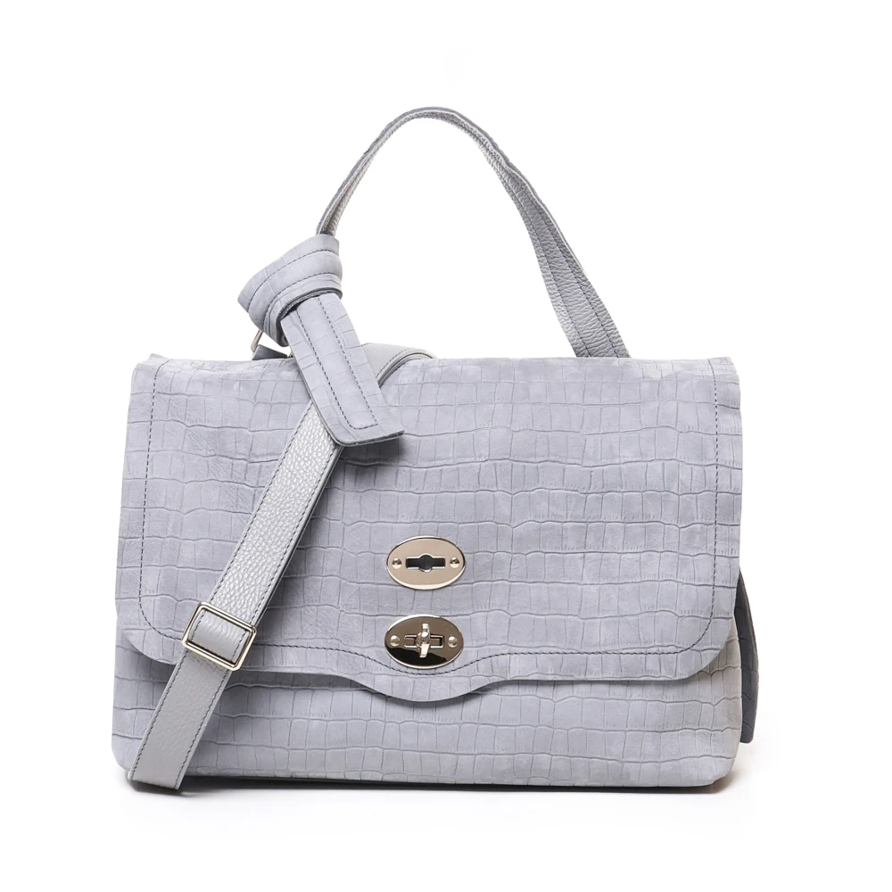 Zanellato Grijze Leren Schoudertas met Klep Gray Dames