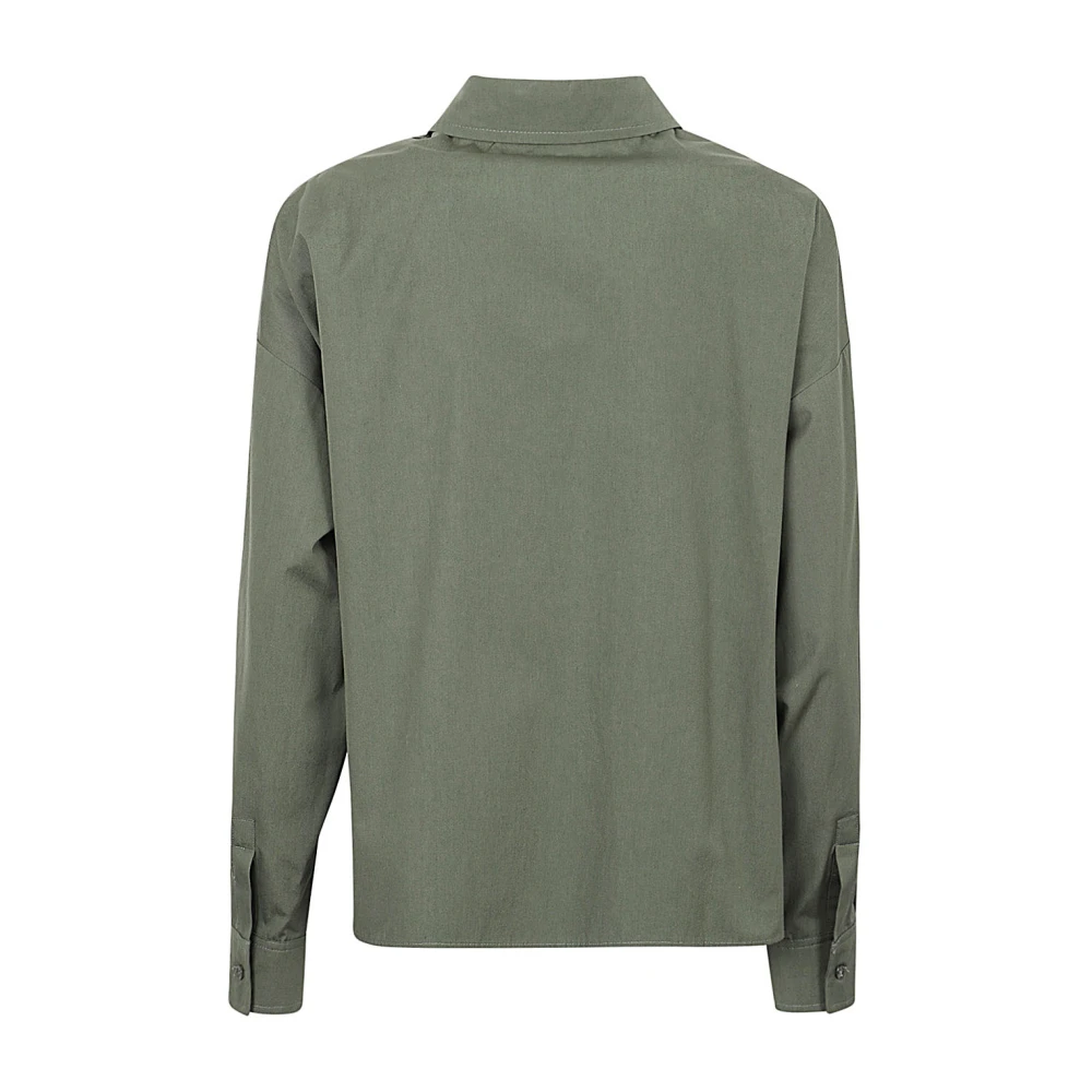 Max Mara Weekend Khaki katoenen crop shirt met klassieke kraag Green Dames