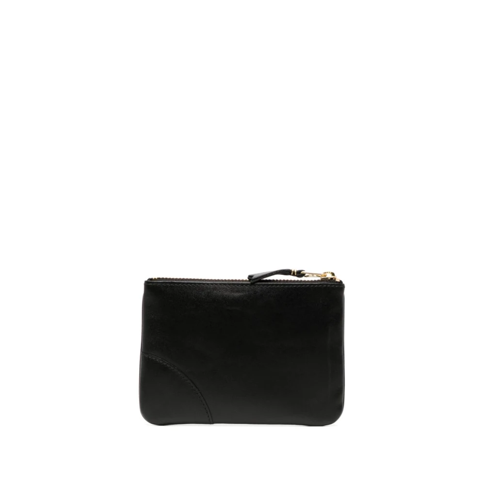 Comme des Garçons Zwarte leren portemonnee met goudkleurig logo Black Heren