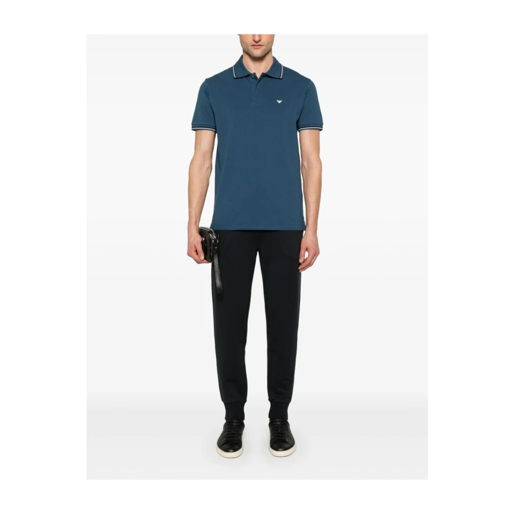 Emporio Armani Blauwe T-shirts en Polo's met Streepdetail Blue Heren