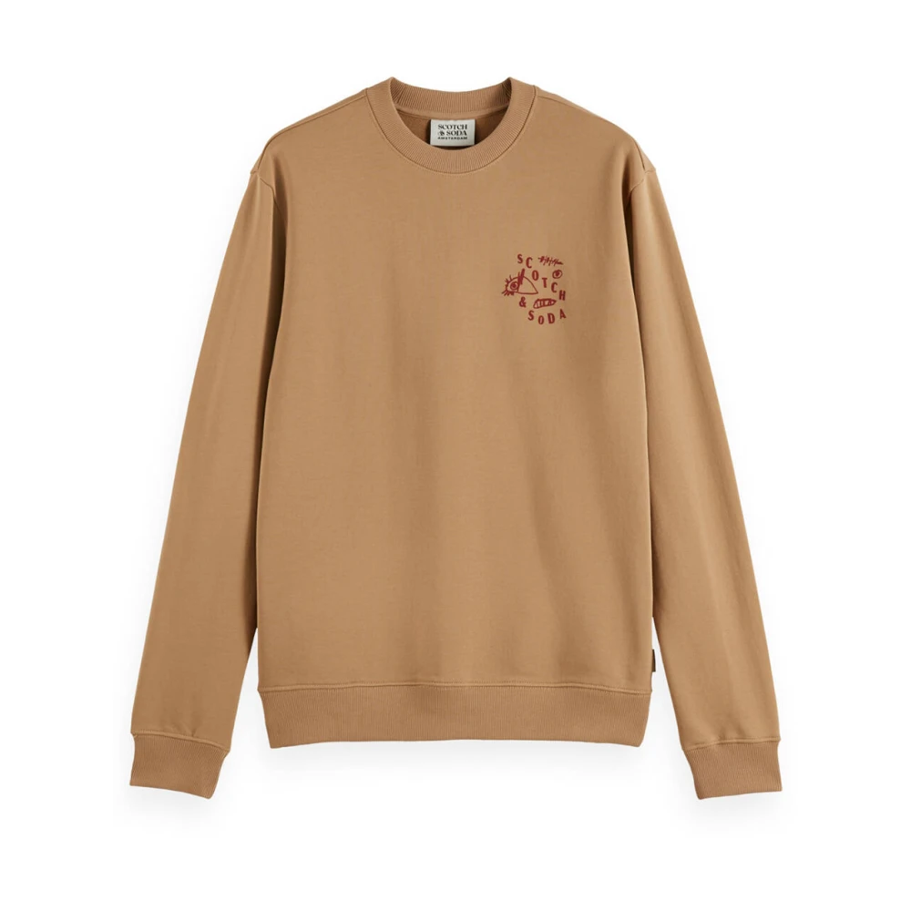 Scotch & Soda Logo Sweatshirt Regular Fit Brown Heren