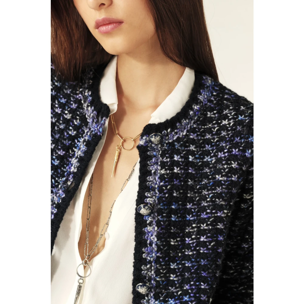 BA&SH Kort Gebreid Jasje Couture Stijl Blue Dames
