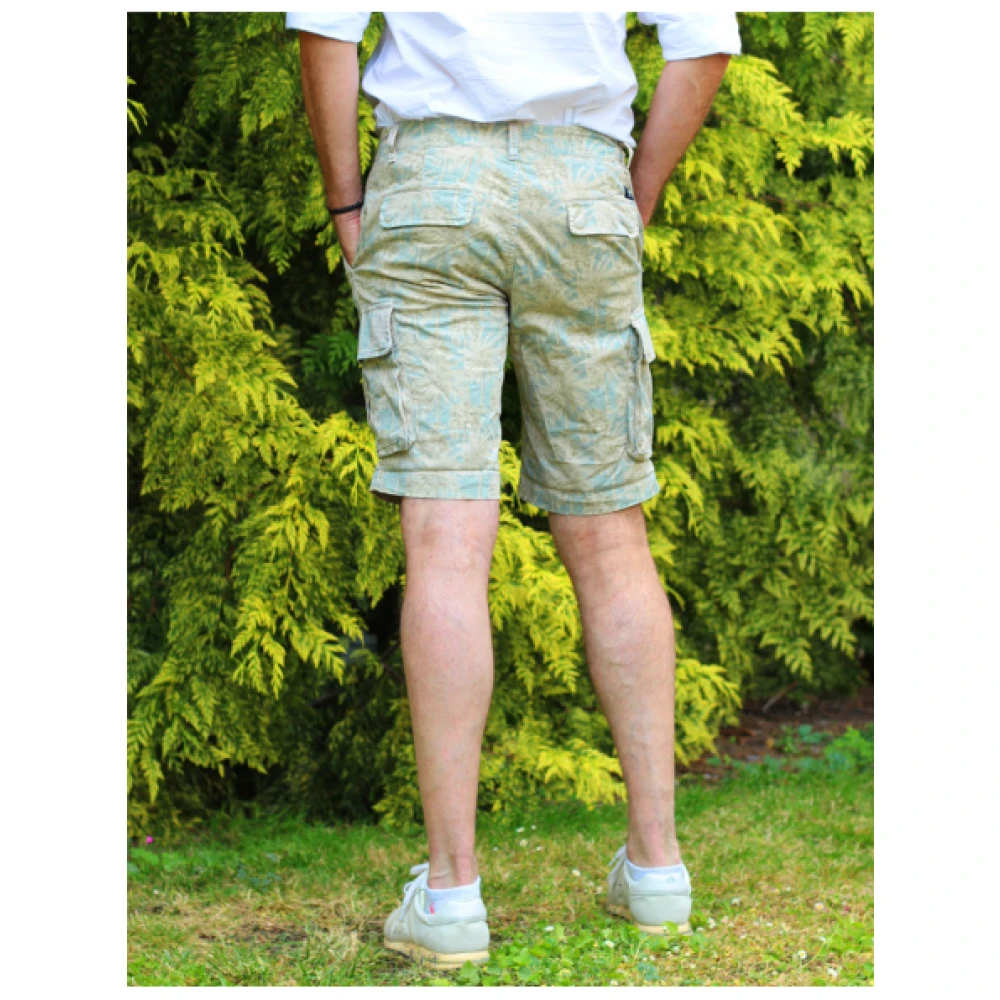 Mason's Cargo Bermuda Shorts met Palmboomprint Beige Heren