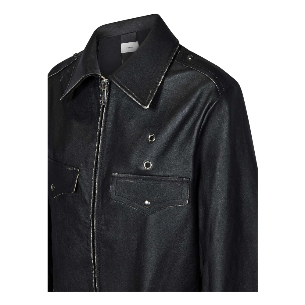 Coperni Zwarte leren jas met zilveren rits Black Dames