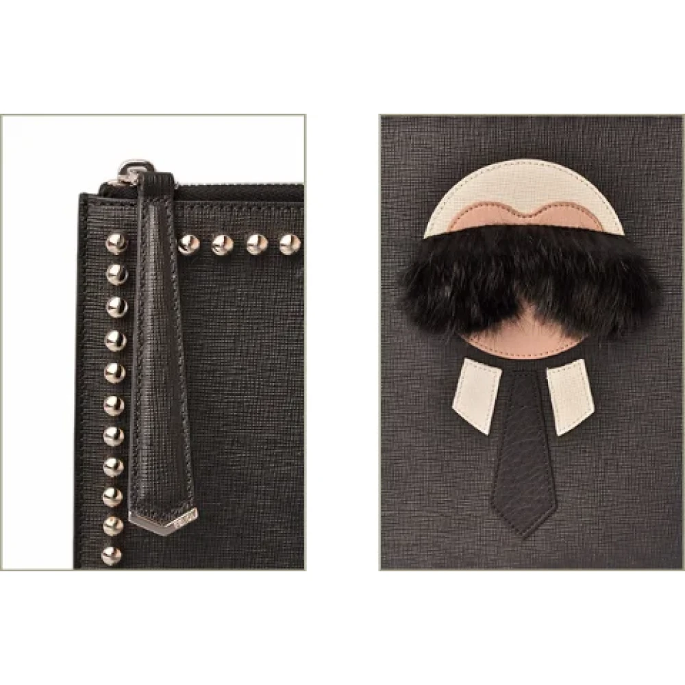 Fendi Vintage Pre-owned Leather clutches Black Dames