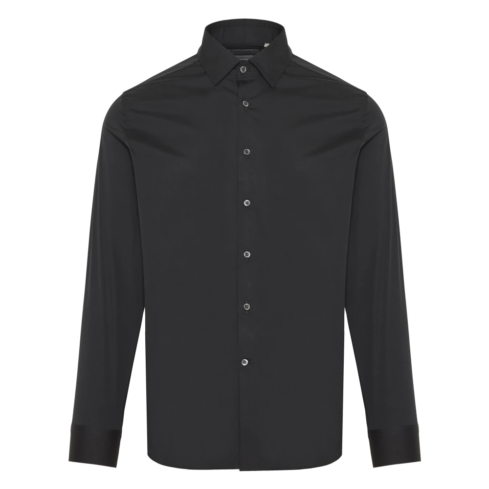 Corneliani Bomull Stretch Skjorta Black, Herr