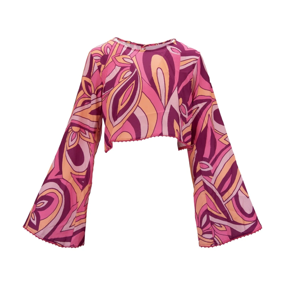 Me-Fui Women's Buttoned Long Sleeve Crop Top