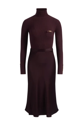Stickad Klänning Merlot Elegant Stil
