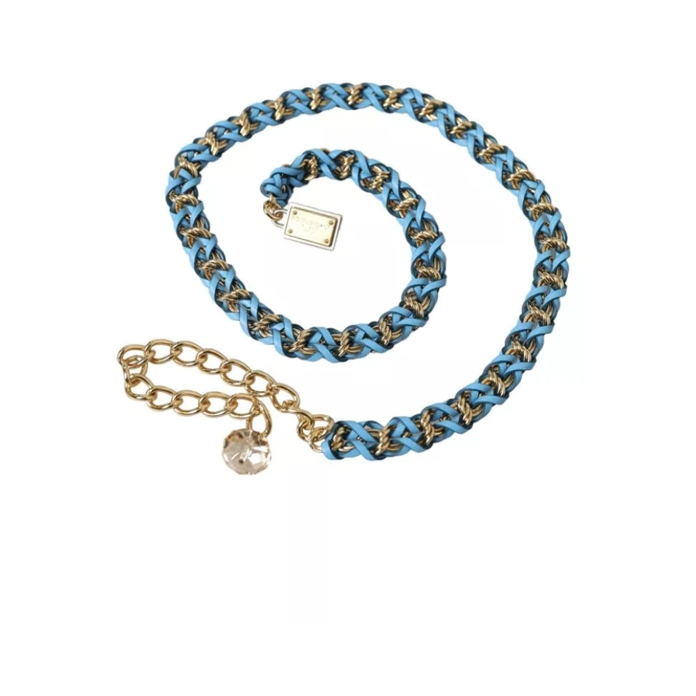 Dolce & Gabbana Blauw en Goud Gevlochten Taille Riem Blue Dames