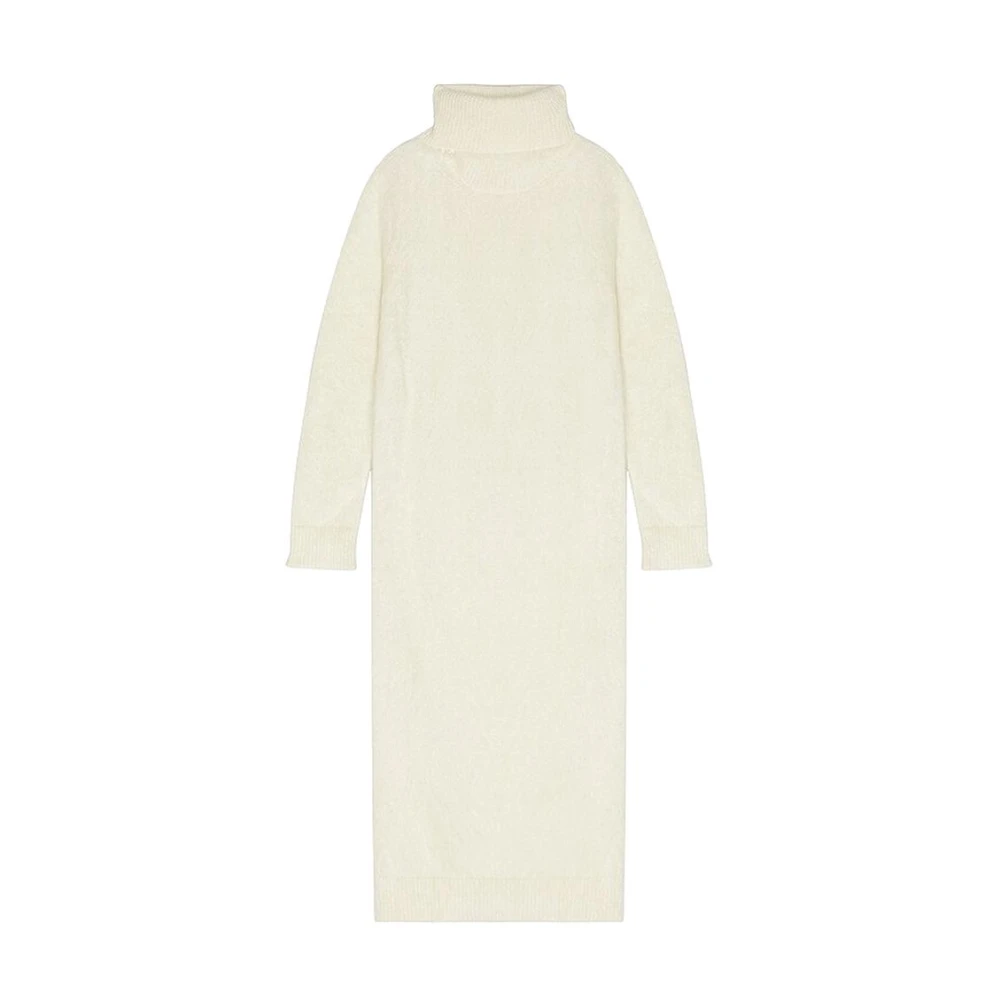 Saint Laurent Herr Vit Klänningar S, Elegant Stickad Klänning Med Hög Hals