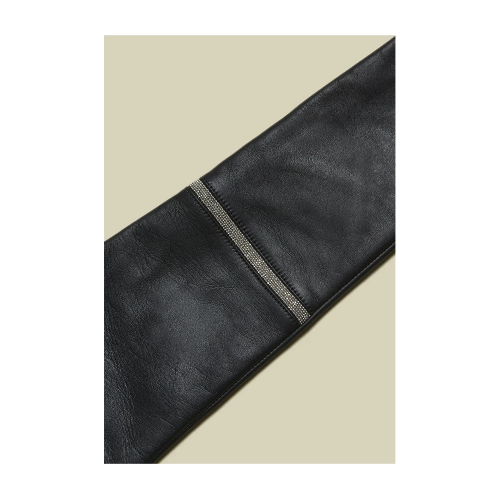 PESERICO Echte leren lange handschoenen Black Dames