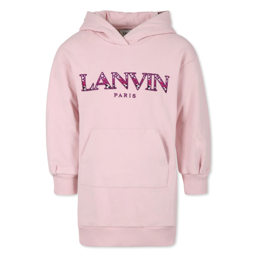 Lanvin Rosa Broderad Hoodie Klänning Pink, Flicka