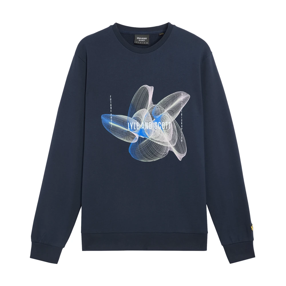 Lyle & Scott Mid Layers 3D Line Grafische Crew Neck Sweatshirt Blue Heren