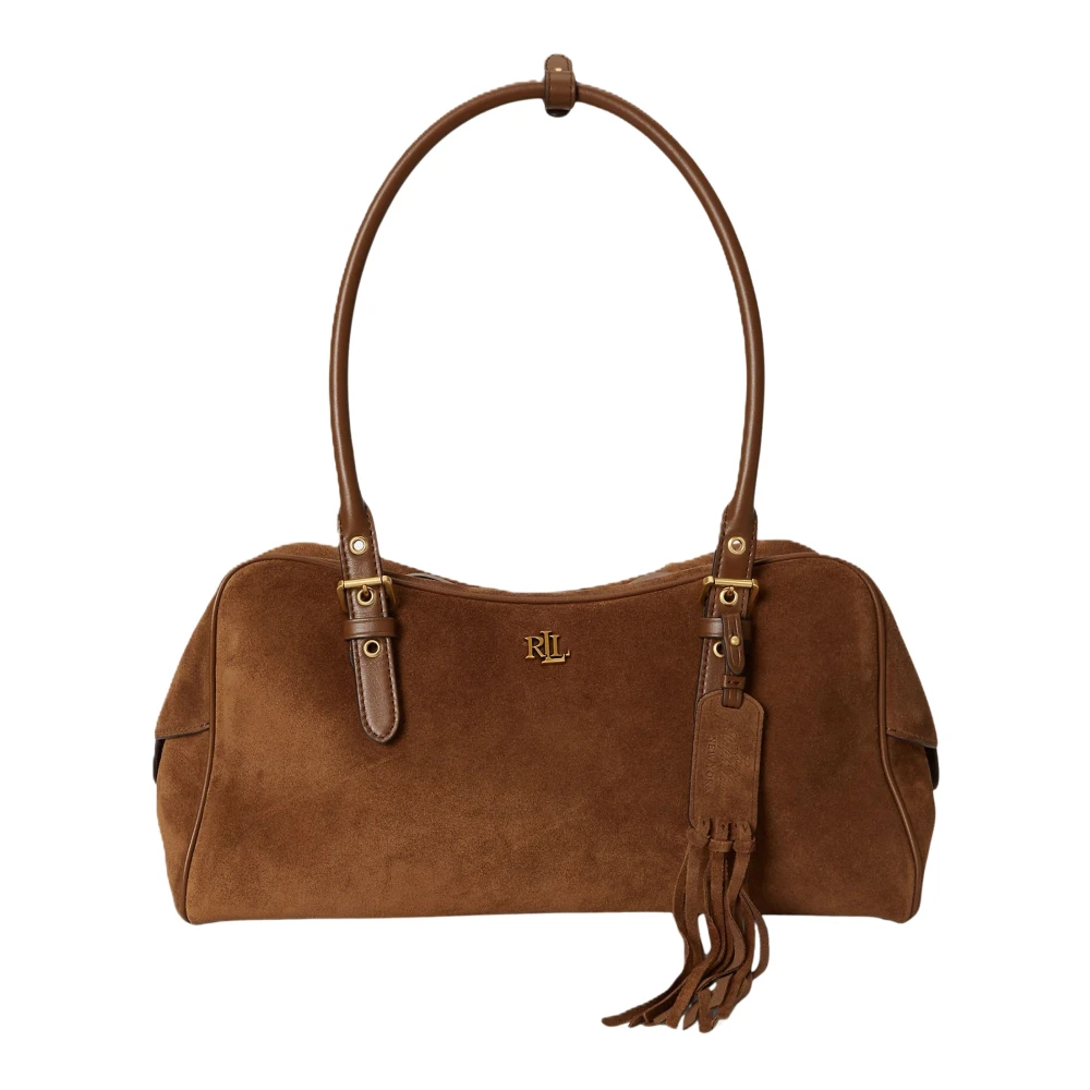 Lauren Ralph Lauren Donna Marrone Borsa Tote Grande In Pelle Scamosciata Marcy Di East West - Immagine 4