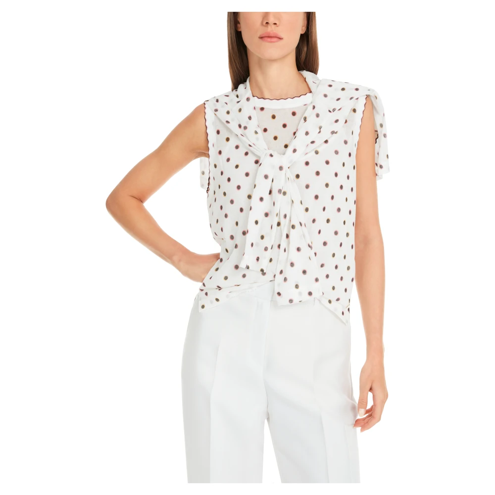 Marc Cain Gestippelde Gebreide Top White Dames