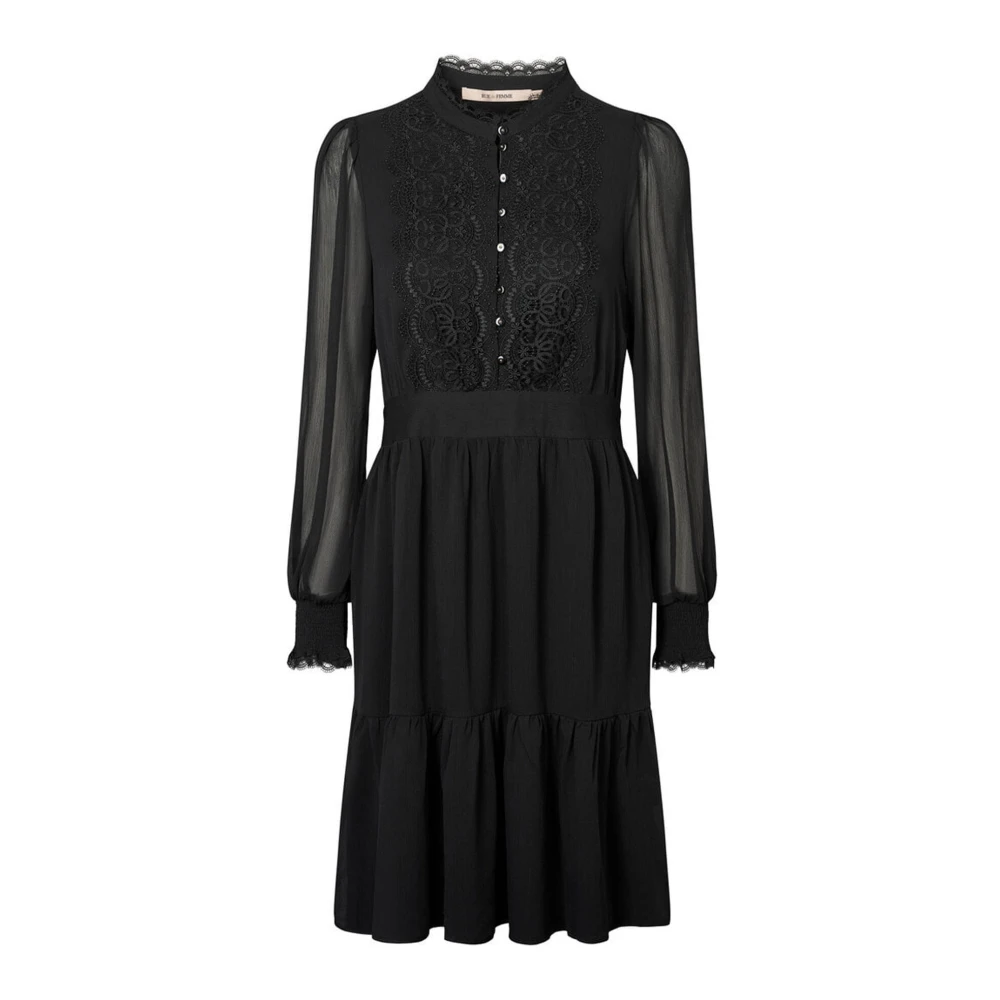 RUE de Femme Elegante Zwarte Kant Jurk Black Dames