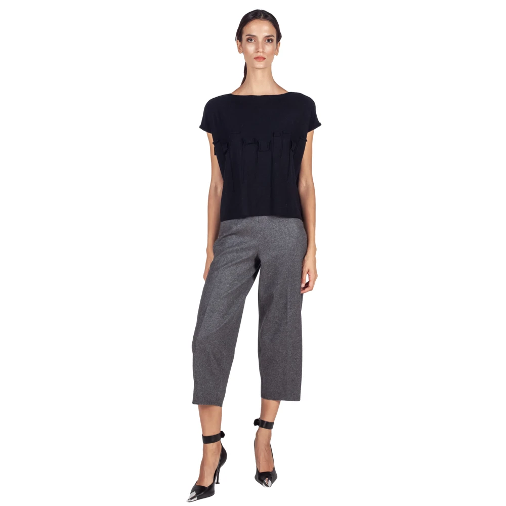 Liviana Conti Zwarte Applicatie Trui Vest Black Dames