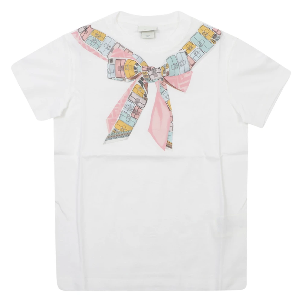 Fendi Girls White Kids Short Sleeve T-Shirts, 10 Y, T-Shirts And Polos