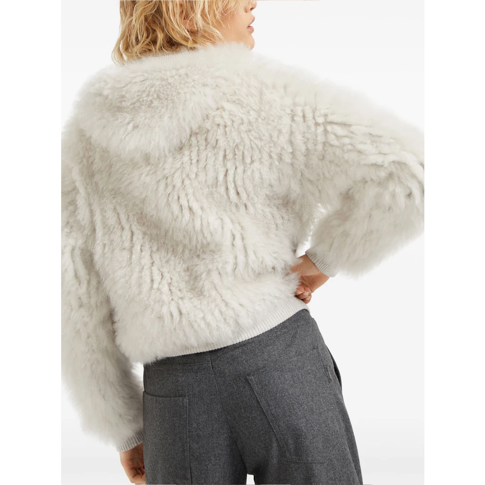 BRUNELLO CUCINELLI Grijze Cashmere Hoodie Vest White Dames