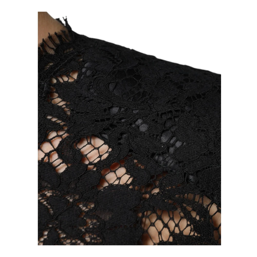 Dolce & Gabbana Zwarte Bloemenkant Blouse Top Black Dames