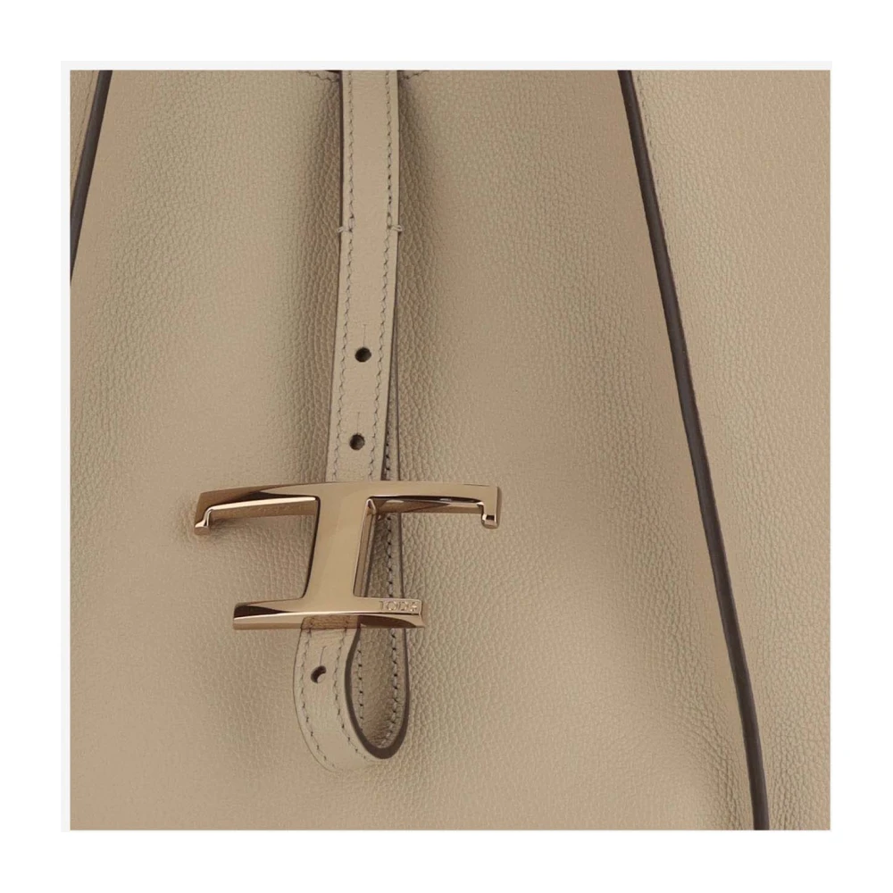 TOD'S Leren T-Strap Gesp Tas Beige Dames