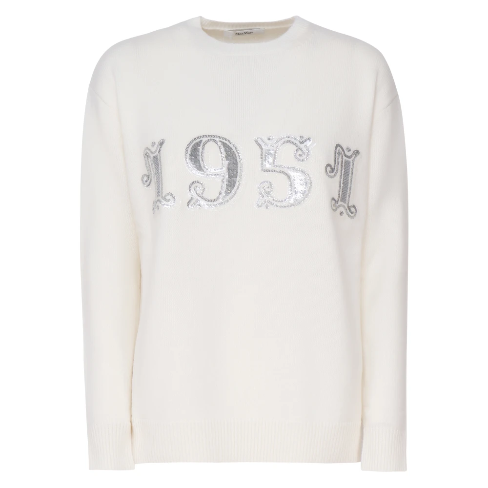 Max Mara Witte Sweater Plata Maglia White Dames