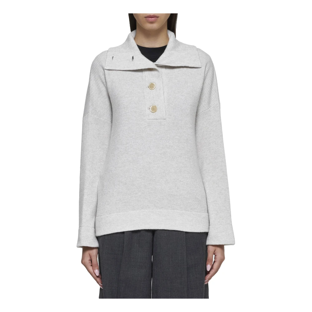 BRUNELLO CUCINELLI Ribgebreide Kasjmiertrui Gray Dames