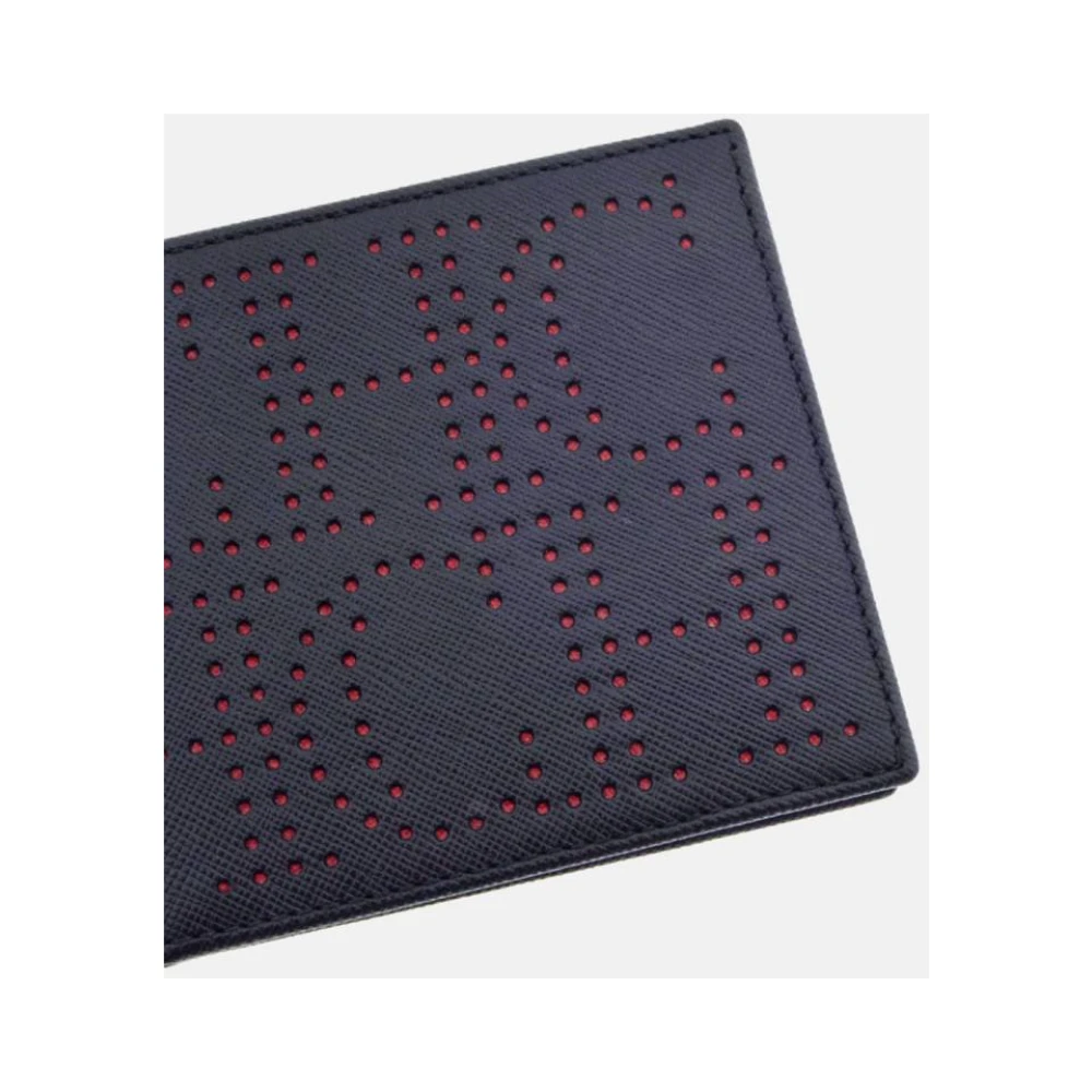 Carolina Herrera Zwarte Leren Portemonnee met Rode Initialen Black Heren