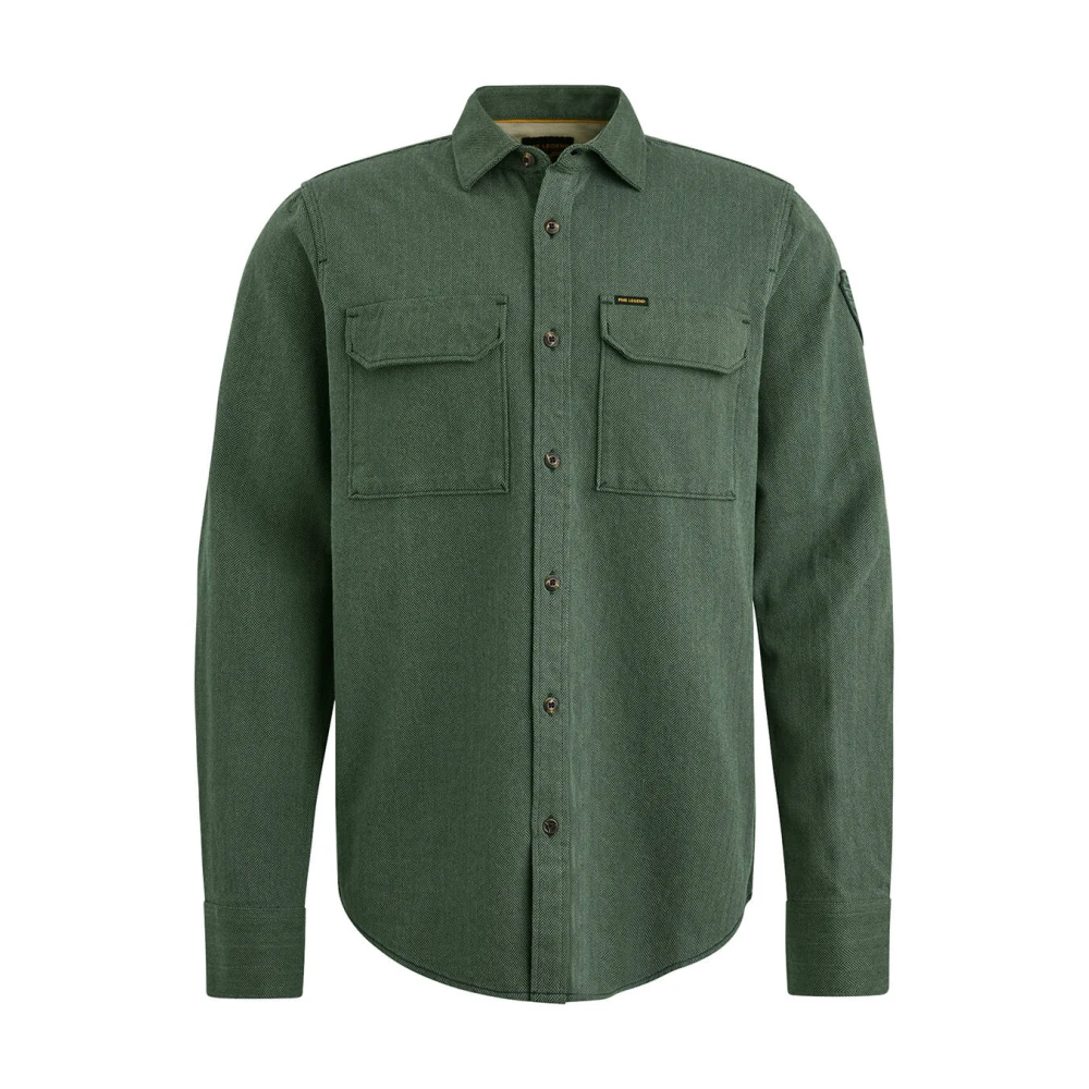 PME Legend Flanel Herringbone Overhemd Lange Mouw Green Heren