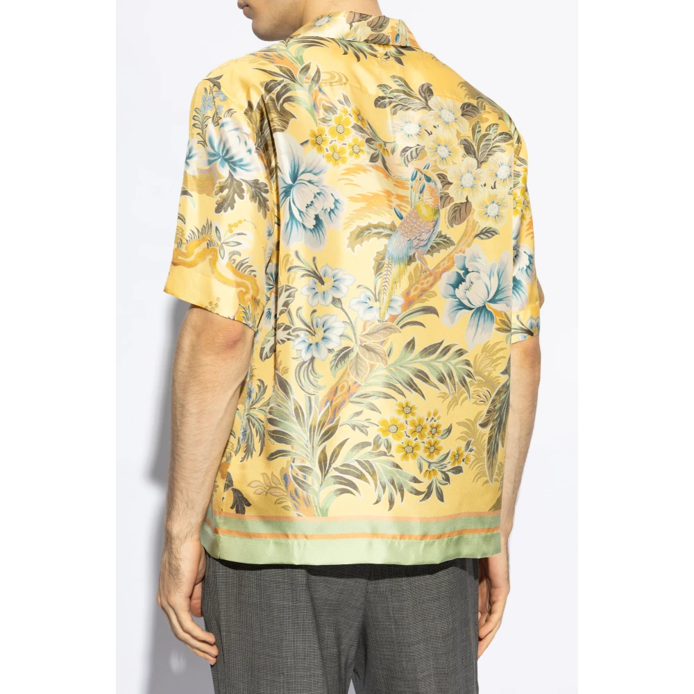 ETRO Zijden overhemd Yellow Heren