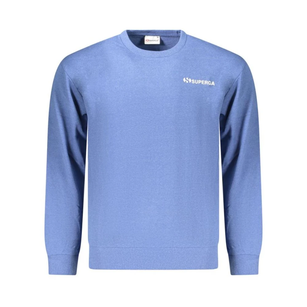 Superga Men's Blue Cotton Sweatshirt With Ribbed Cuffs And Hem