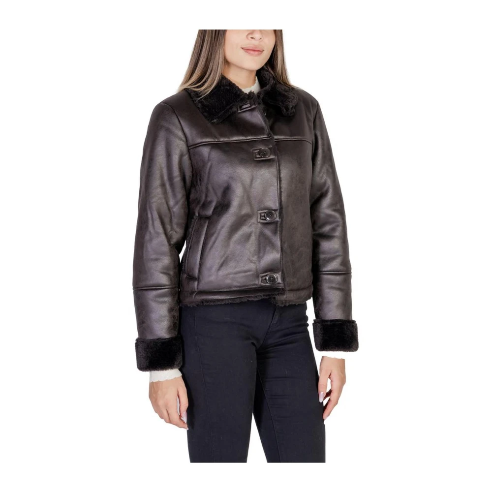 Jacqueline de Yong Bruine Polyester Jas en Jas Brown Dames