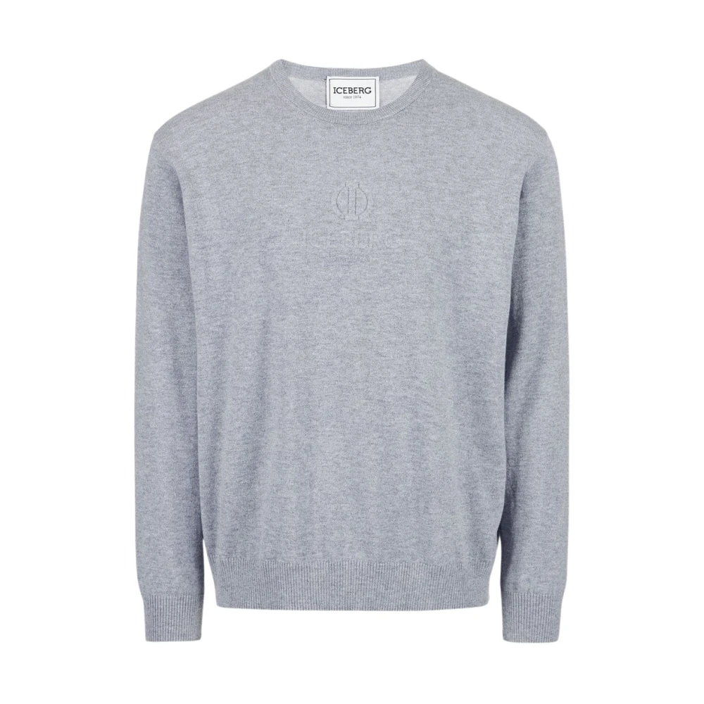 Iceberg Wollen trui met logo Gray Heren