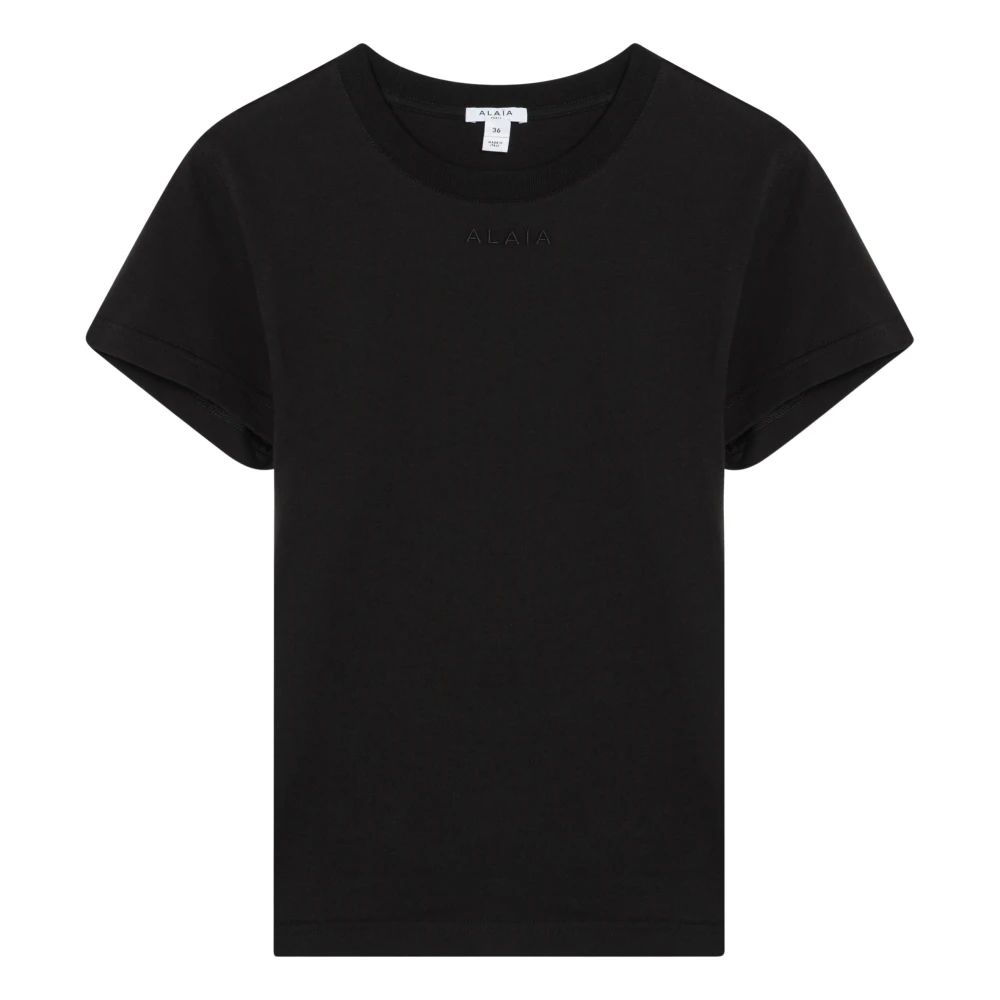 Alaïa Korte Mouw Ronde Hals T-Shirt Black Dames