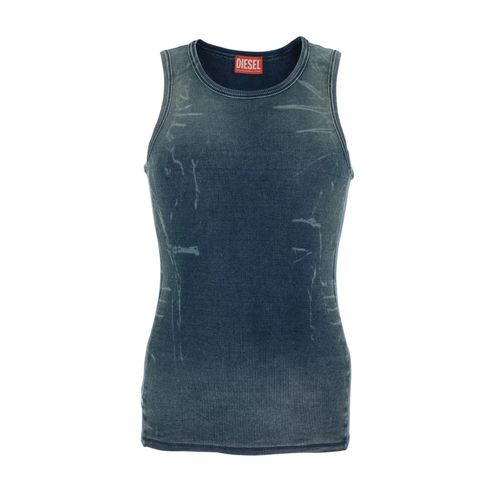 Diesel Geribbelde Grijze Top met Vervaagd Effect Blue Heren