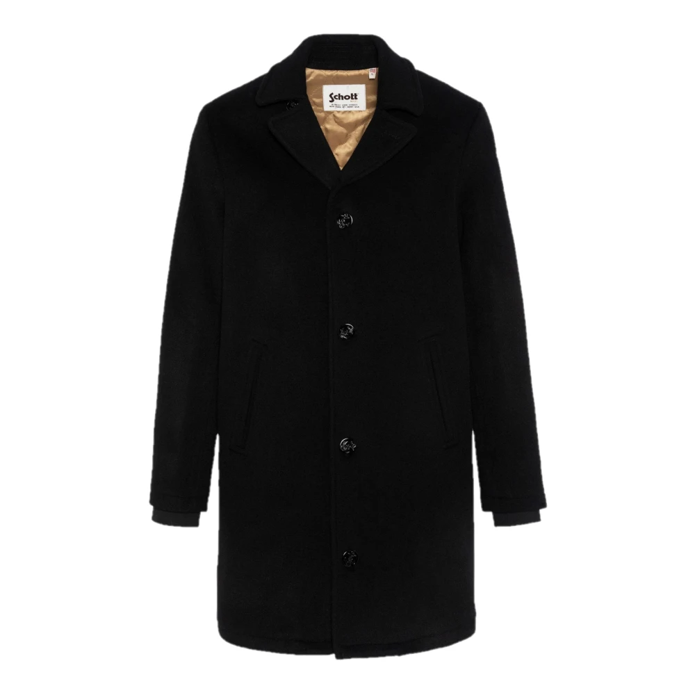 Schott NYC Lange Zwarte Jas Miles2 Stijl Black Heren