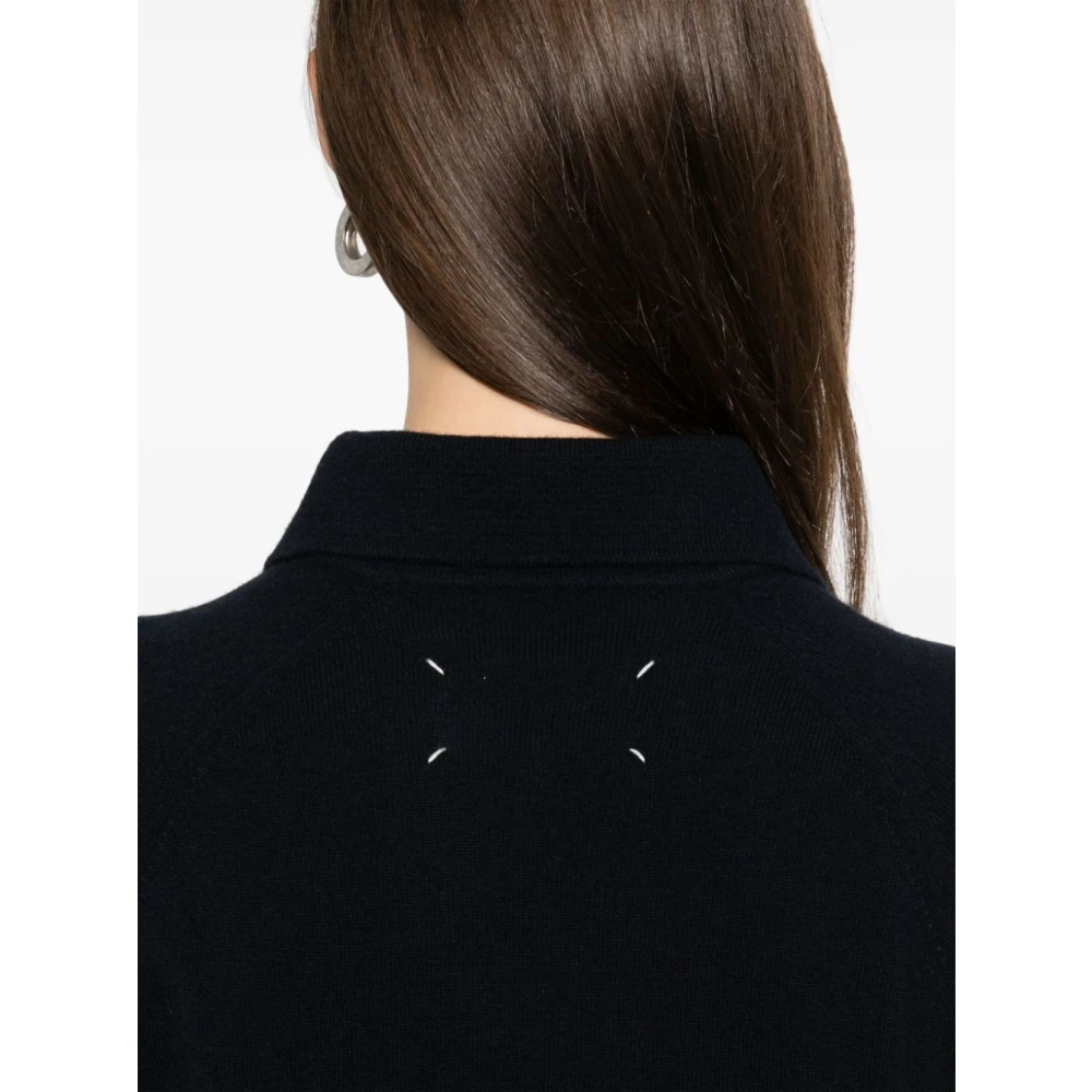 Maison Margiela Blauwe T-shirts en Polos met Handtekeninglogo Blue Dames