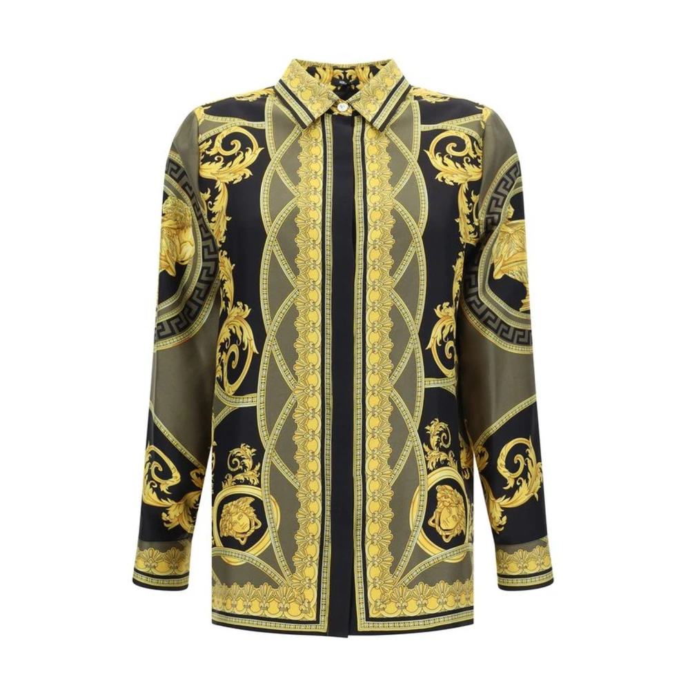Versace Barok Print Zijden Formeel Overhemd Multicolor Dames