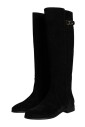 black-suede-knee-high-flat-boots