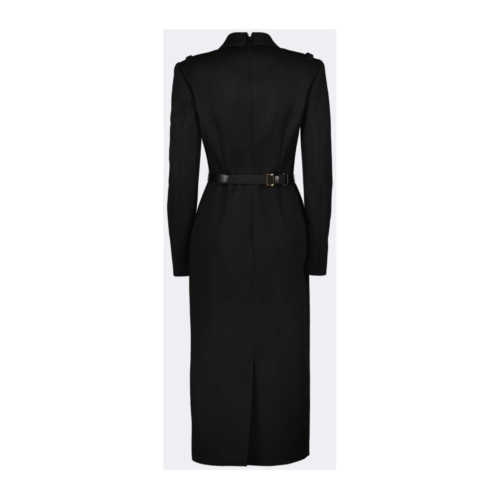 Prada Stretch tweed jurk met klassieke kraag Black Dames