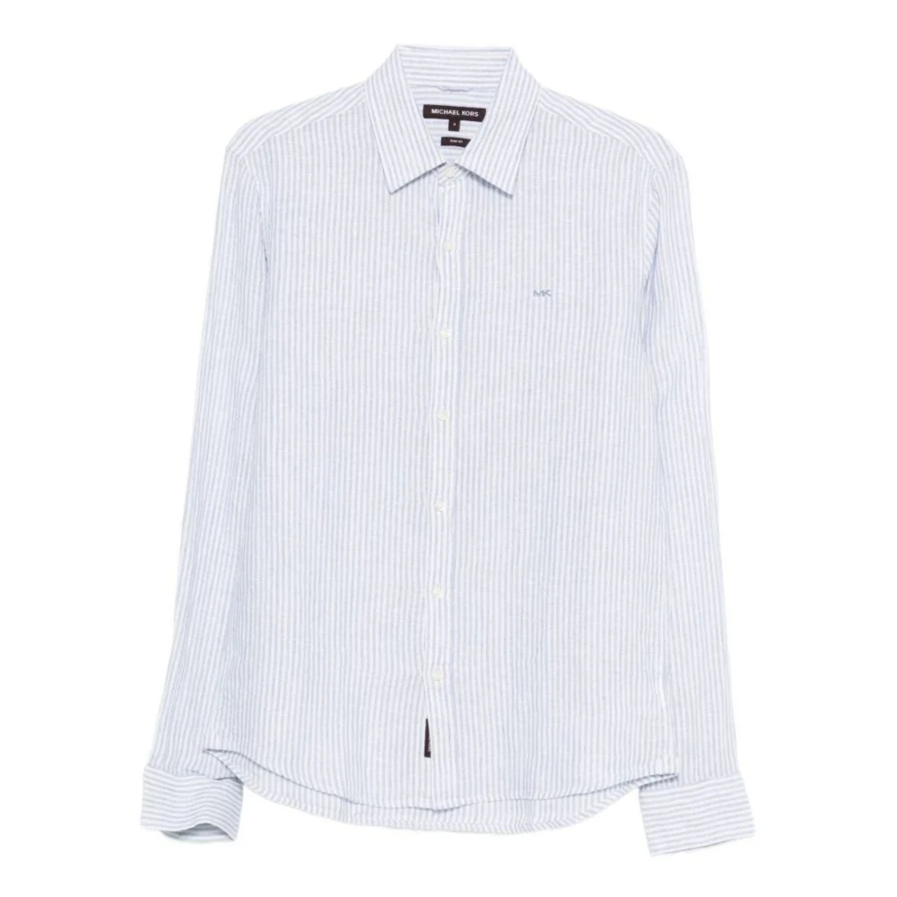 Michael Kors Men's Blue Casual Shirts, L, Striped Shirt