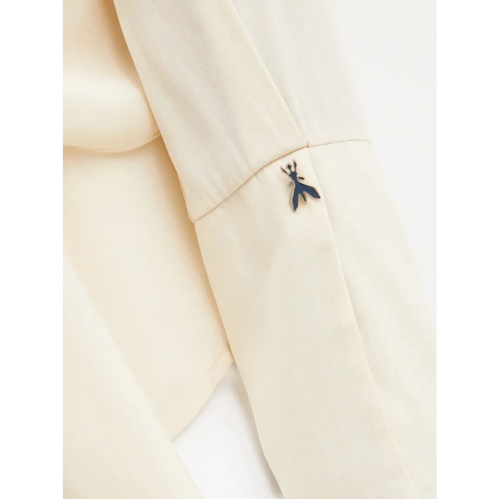 PATRIZIA PEPE Elegante Twill Viscose Overhemd met Tailleband Beige Dames