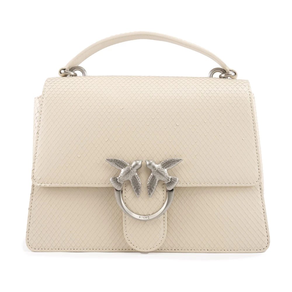 Pinko Love Birds Leren Tas White Dames