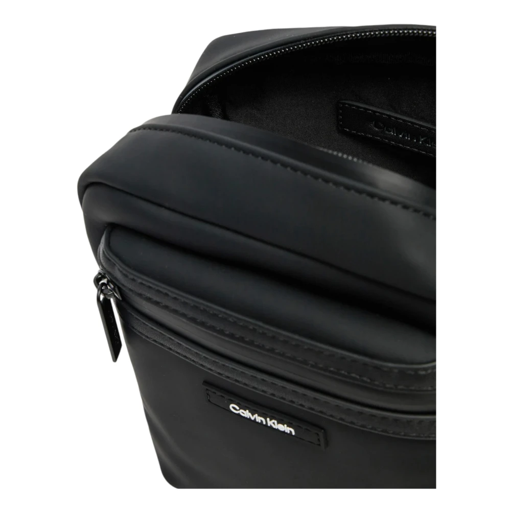 Calvin Klein Zwarte rits schoudertas voor mannen Black Heren