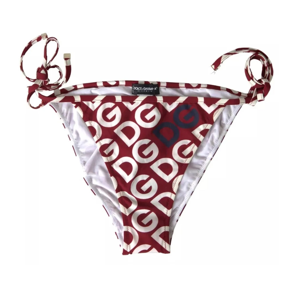 Dolce & Gabbana Burgundy Print Bikini Bottom Red Dames