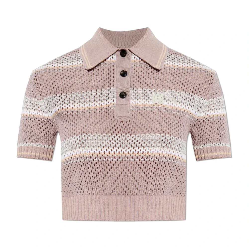 Amiri Women's Pink Polo With Logo - Polo Shirts - S - Tops