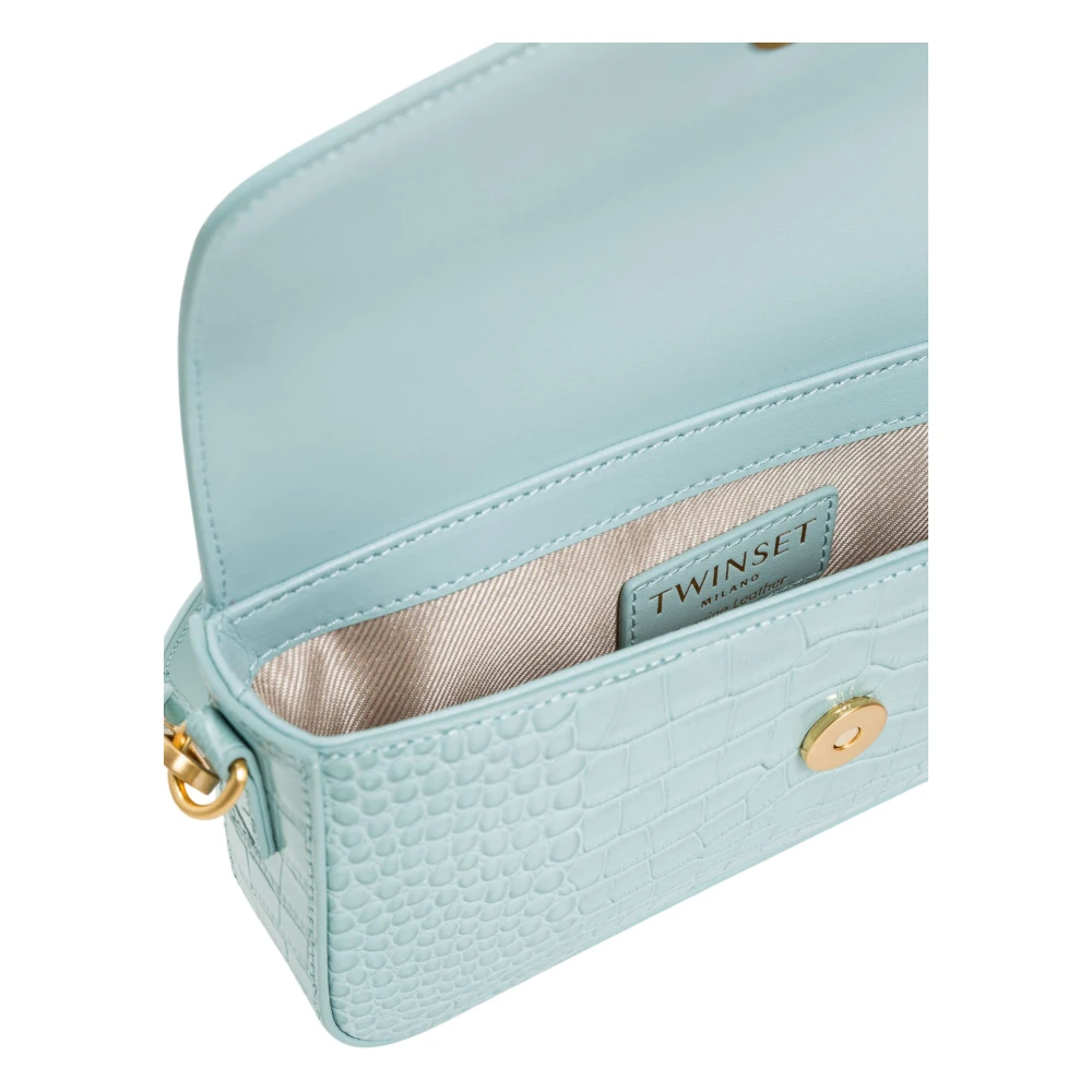 Twinset Lichtblauwe Krokodillenprint Leren Tas Blue Dames
