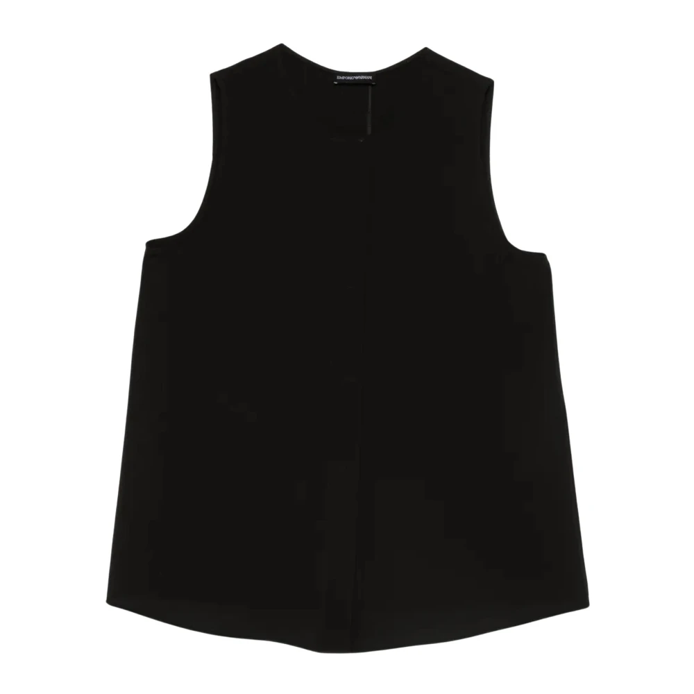 Emporio Armani Svart Fluid Crepe Ärmlös Topp